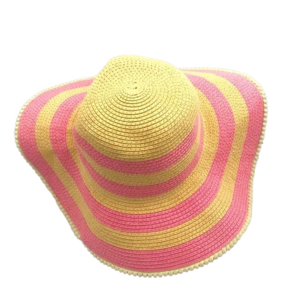 Pink Tan Floppy Straw Hat - Gem display picture 2